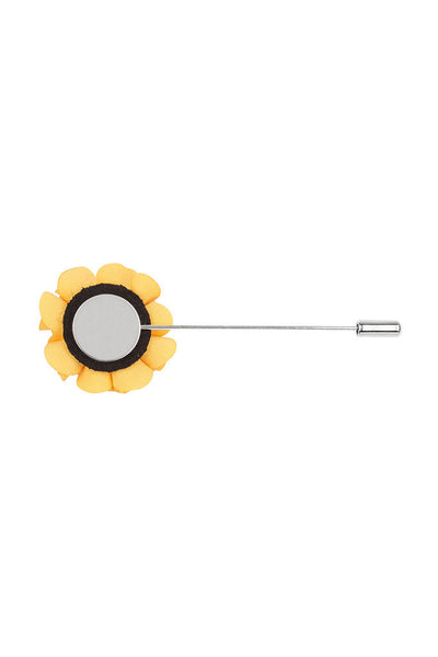 Yellow Silk Flower Lapel Pin