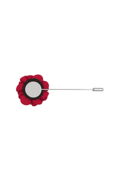Red Silk Flower Lapel Pin