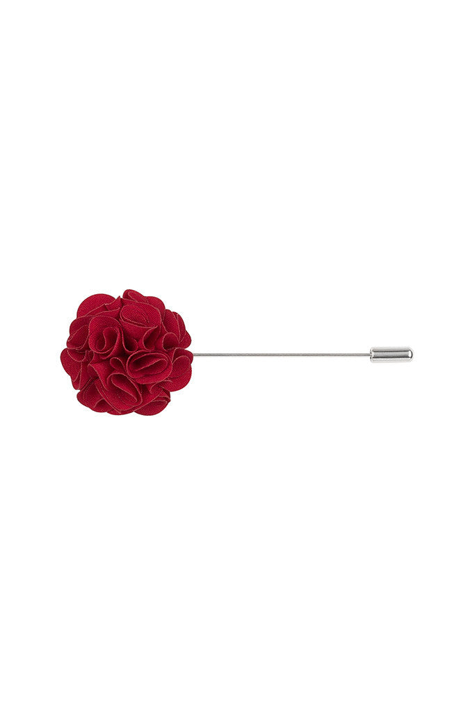 Red Silk Flower Lapel Pin