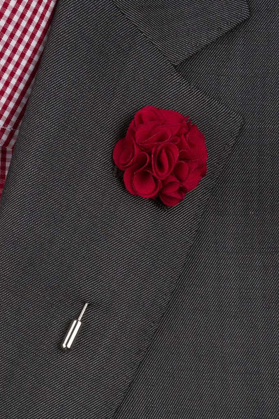 Red Silk Flower Lapel Pin