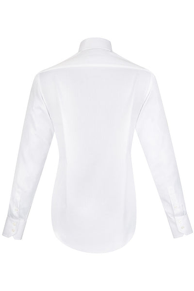 White Textured Full Cut-Away Collar Shirt with Button Cuffs