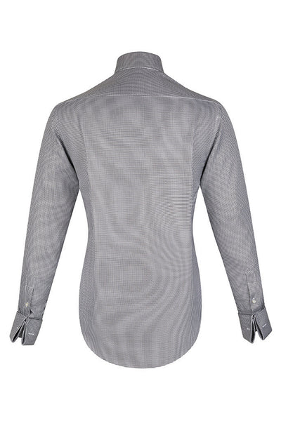 Eclissi Houndstooth Semi Cut-Away Collar Shirt with Double Cuffs