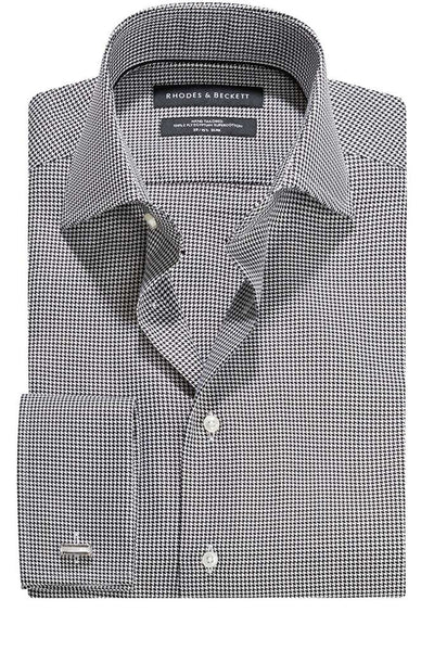 Eclissi Houndstooth Semi Cut-Away Collar Shirt with Double Cuffs