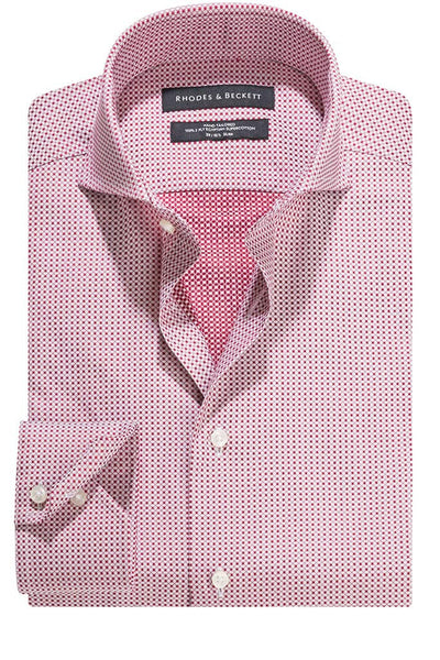Ion Diamond Motif Full Cut-Away Collar Shirt with Button Cuffs