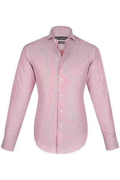 Ion Diamond Motif Full Cut-Away Collar Shirt with Button Cuffs