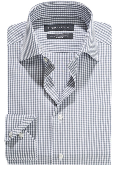 Lancia Gingham Check Semi Cut-Away Collar Shirt with Button Cuffs