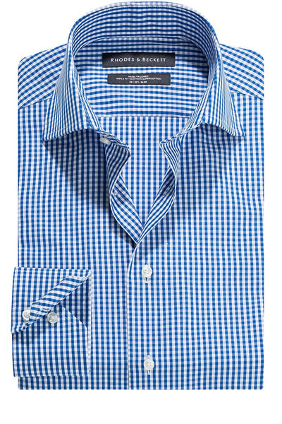 Regata Gingham Check Semi Cut-Away Collar Shirt with Button Cuffs