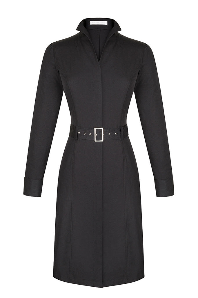 Black Cotton Shirt Dress