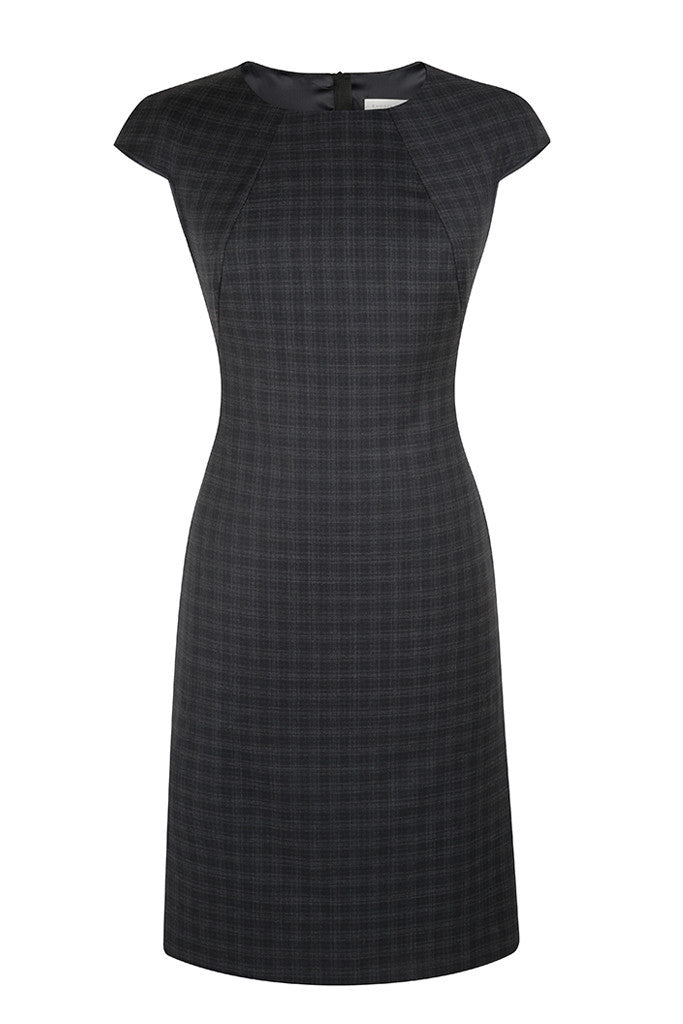 Dark Charcoal Multicheck Sleeveless Dress