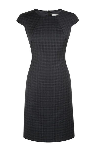 Dark Charcoal Multicheck Sleeveless Dress