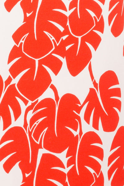 Tangerine Monstera Leave Sleeveless Cotton Dress