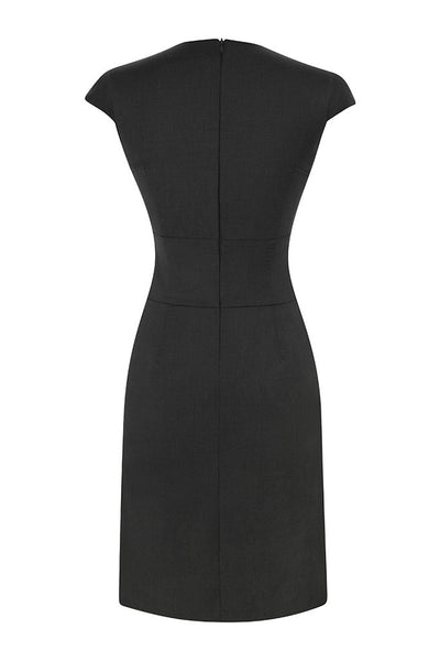 Black Wool Cap Sleeve Dress