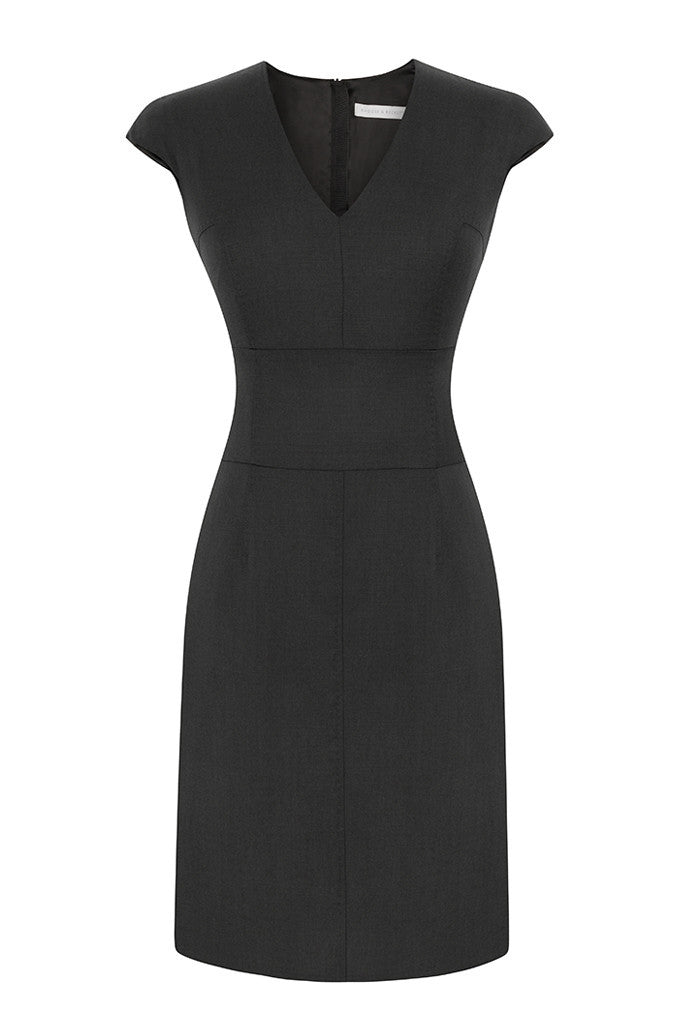 Black Wool Cap Sleeve Dress