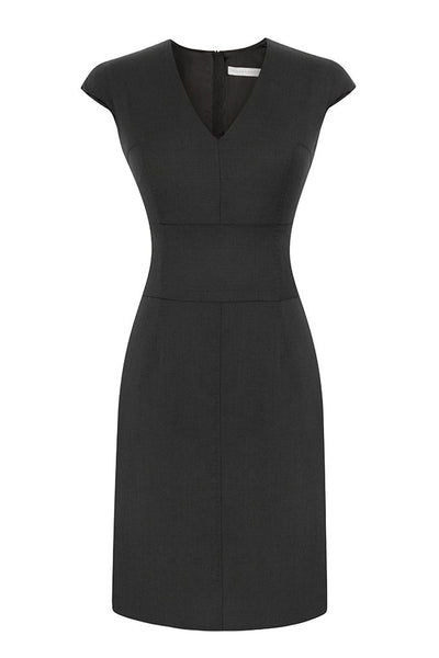 Black Wool Cap Sleeve Dress
