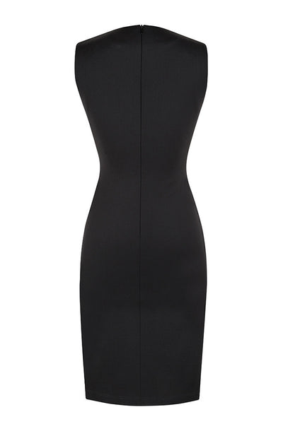 Black Stretch Wool Twill Dress