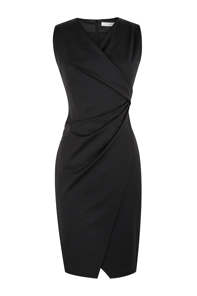 Black Stretch Wool Twill Dress