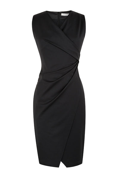 Black Stretch Wool Twill Dress