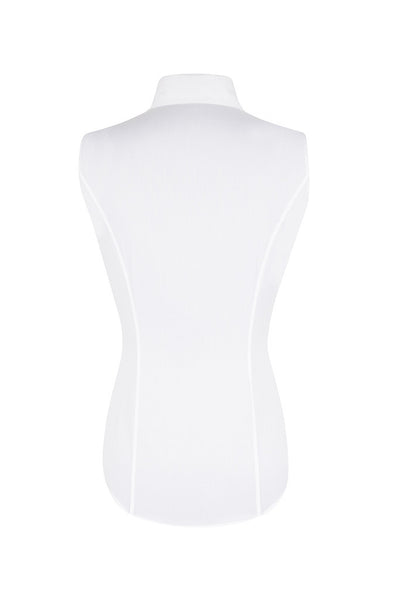 White Pique Cotton Sleeveless Blouse