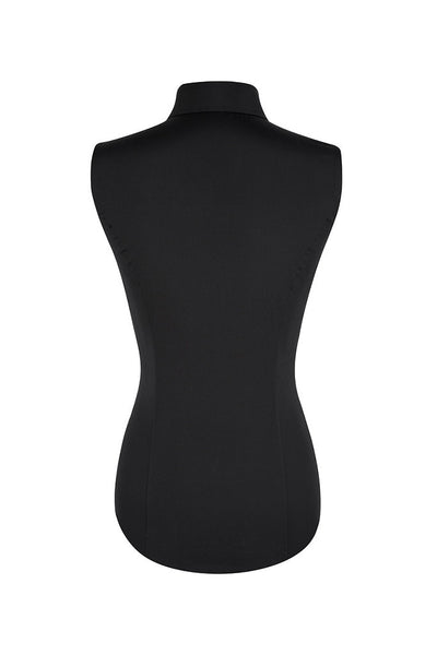 Black Sleeveless Stretch Cotton Shirt