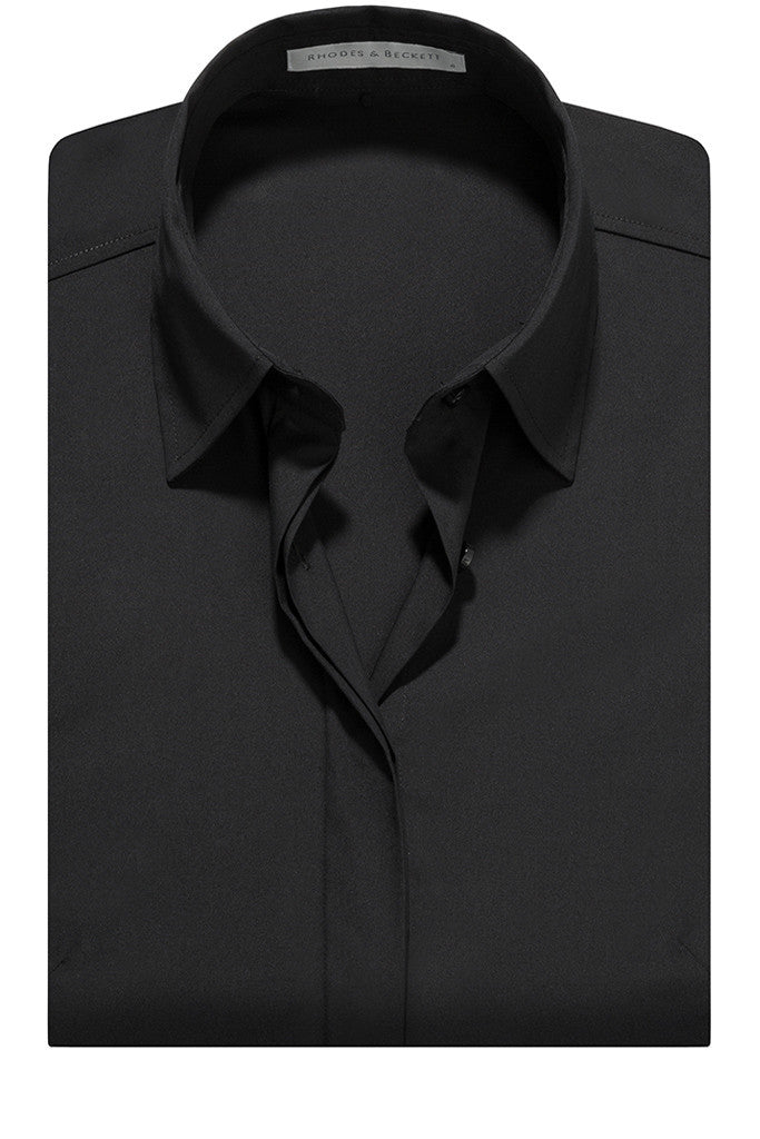 Black Sleeveless Stretch Cotton Shirt