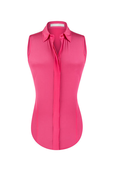 Penny Silk Sleeveless Crepe de Chine Shirt