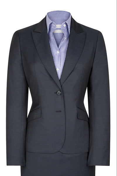 Navy Wool Pindot Two Button Jacket